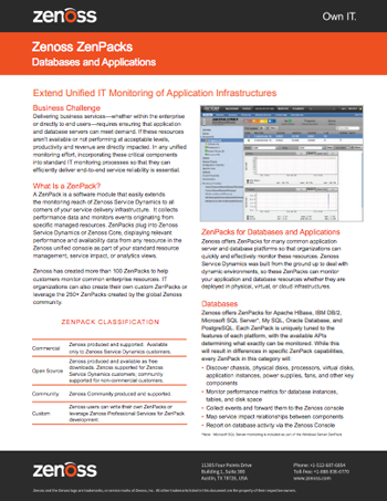 Zenoss ZenPacks: Databases & Applications