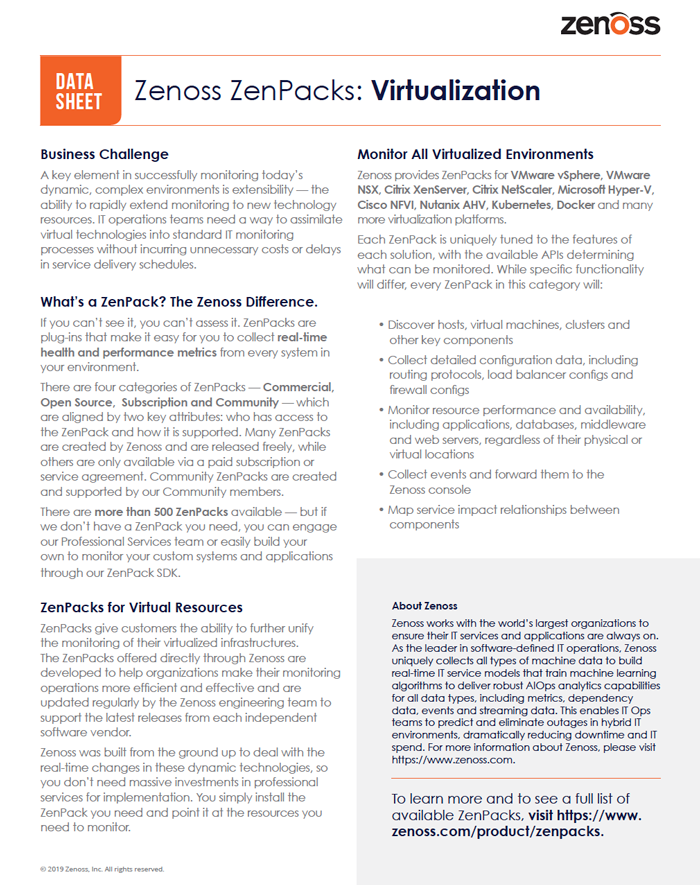 Zenoss ZenPacks: Virtualization