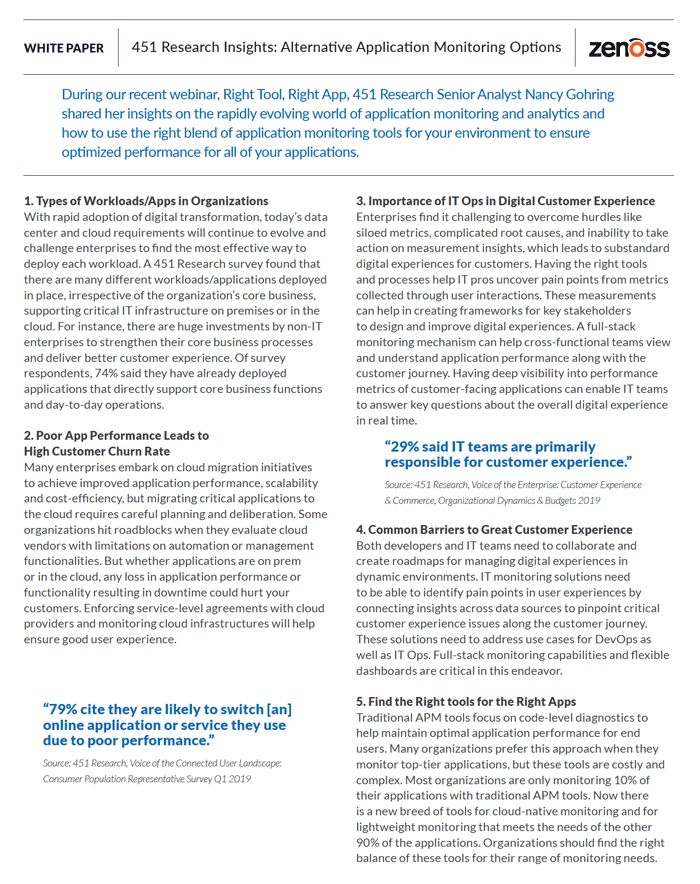 451 Research Insights: Alternative Application Monitoring Options