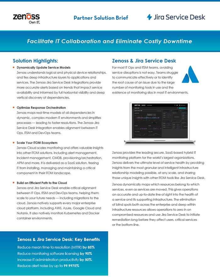 Zenoss-Jira Service Desk Partner Solution Brief